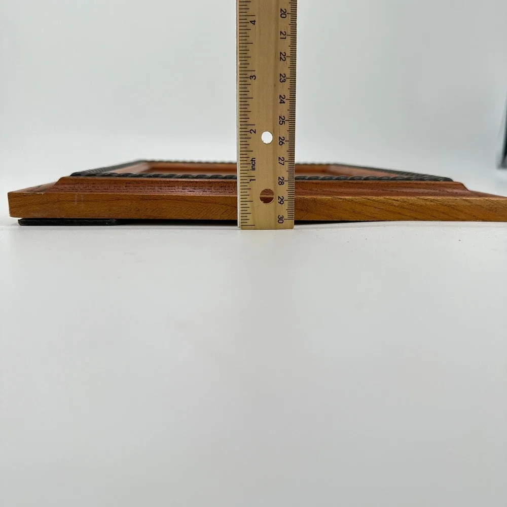 Vintage Style Wood Picture Frame Braided Rope Detail Honey Brown 8x10‎ Tabletop